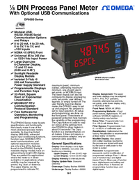 Thumbnail of document Data Sheet - DP6000-6R4 1/8 DIN Dual Input Process Panel Meter, 6 Digit Display